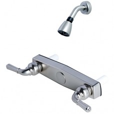 Builders Shoppe 3320BN/4010BN Mobile Home Two Handle Non-Metallic 8" Shower Only Valve with Shower Head/Arm/Flange Brushed Nickel Finish - B00NWT962Y